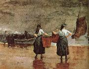 Winslow Homer Beach ee Fisherwoman ee Mother oil painting artist